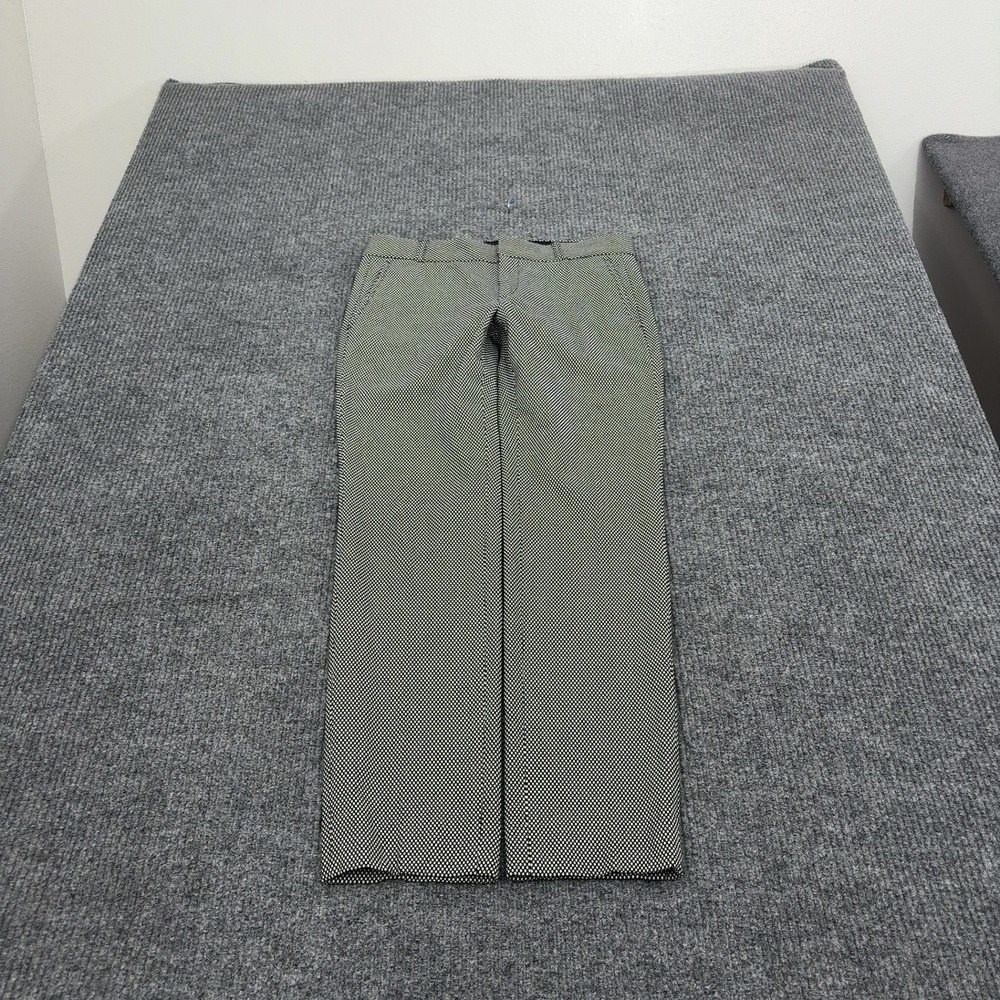 Banana Republic Ryan Pants Womens 2 Black White Cotton Geometric Trousers Office